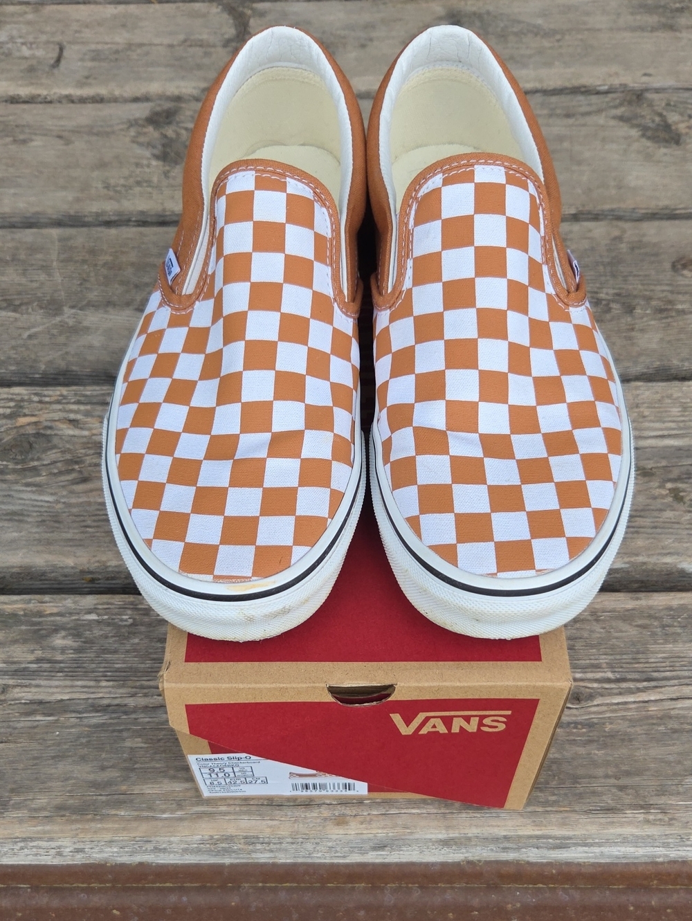 Vans Classic Checker Slip-on Sneaker Skate Shoes Size M9.5/W11 in Meerkat